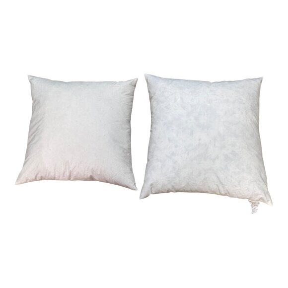 Vtg 18" Down Feather Pillow Insert Lot 2 White Square Throw Pillow Cushions READ - Picture 1 of 6